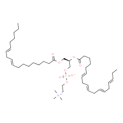 ChemSpider 2D Image | (2R)-3-[(9E,12E)-9,12-Octadecadienoyloxy]-2-[(6E,9E,12E,15E)-6,9,12,15-octadecatetraenoyloxy]propyl 2-(trimethylammonio)ethyl phosphate | C44H76NO8P