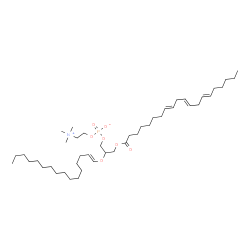 ChemSpider 2D Image | 2-[(1E)-1-Hexadecen-1-yloxy]-3-[(8E,11E,14E)-8,11,14-icosatrienoyloxy]propyl 2-(trimethylammonio)ethyl phosphate | C44H82NO7P