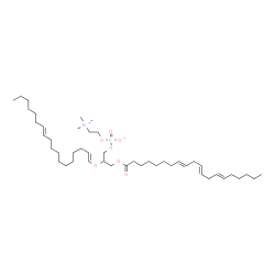 ChemSpider 2D Image | 3-[(8E,11E,14E)-8,11,14-Icosatrienoyloxy]-2-[(1E,11E)-1,11-octadecadien-1-yloxy]propyl 2-(trimethylammonio)ethyl phosphate | C46H84NO7P