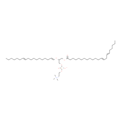 ChemSpider 2D Image | 3-[(13E,16E)-13,16-Docosadienoyloxy]-2-[(1E,11E)-1,11-octadecadien-1-yloxy]propyl 2-(trimethylammonio)ethyl phosphate | C48H90NO7P