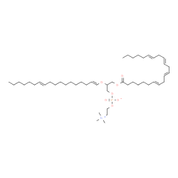 ChemSpider 2D Image | 3-[(7E,10E,13E,16E)-7,10,13,16-Docosatetraenoyloxy]-2-[(1E,11E)-1,11-octadecadien-1-yloxy]propyl 2-(trimethylammonio)ethyl phosphate | C48H86NO7P