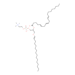 ChemSpider 2D Image | 3-[(1E)-1-Hexadecen-1-yloxy]-2-[(5E,8E,11E)-5,8,11-icosatrienoyloxy]propyl 2-(trimethylammonio)ethyl phosphate | C44H82NO7P