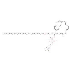 ChemSpider 2D Image | 2-[(4E,7E,10E,13E,16E,19Z)-4,7,10,13,16,19-Docosahexaenoyloxy]-3-(octadecyloxy)propyl 2-(trimethylammonio)ethyl phosphate | C48H86NO7P