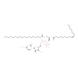 ChemSpider 2D Image | 5'-O-[({[(2R)-2-[(9Z)-9-Hexadecenoyloxy]-3-(stearoyloxy)propoxy](hydroxy)phosphoryl}oxy)(hydroxy)phosphoryl]cytidine | C46H83N3O15P2
