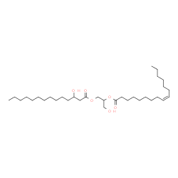 ChemSpider 2D Image | 1-Hydroxy-3-[(3-hydroxytetradecanoyl)oxy]-2-propanyl (9Z)-9-hexadecenoate | C33H62O6