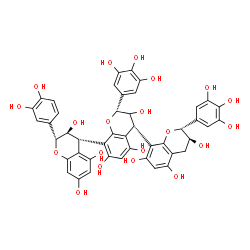ChemSpider 2D Image | (2R,2'R,2''R,3S,3''S,4S,4'R)-2-(3,4-Dihydroxyphenyl)-2',2''-bis(3,4,5-trihydroxyphenyl)-3,3',3'',4,4',4''-hexahydro-2H,2'H,2''H-4,8':4',8''-terchromene-3,3',3'',5,5',5'',7,7',7''-nonol | C45H38O20