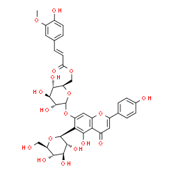 ChemSpider 2D Image | (1S)-1,5-Anhydro-1-[5-hydroxy-7-({6-O-[(2E)-3-(4-hydroxy-3-methoxyphenyl)-2-propenoyl]-D-glucopyranosyl}oxy)-2-(4-hydroxyphenyl)-4-oxo-4H-chromen-6-yl]-D-glucitol | C37H38O18