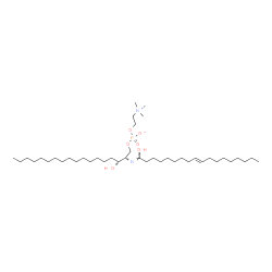 ChemSpider 2D Image | (2S,3R)-3-Hydroxy-2-{(Z)-[(9E)-1-hydroxy-9-octadecen-1-ylidene]amino}octadecyl 2-(trimethylammonio)ethyl phosphate | C41H83N2O6P