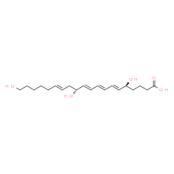 ChemSpider 2D Image | (5S,6E,8E,10E,12R,14E)-5,12,20-Trihydroxy-6,8,10,14-icosatetraenoic acid | C20H32O5