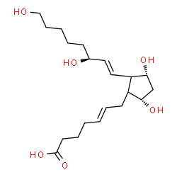 ChemSpider 2D Image | (5E,9alpha,11alpha,13E,15S)-9,11,15,20-Tetrahydroxyprosta-5,13-dien-1-oic acid | C20H34O6