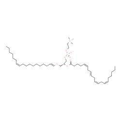 ChemSpider 2D Image | (2R)-2-[(5Z,8E,11Z,14Z)-5,8,11,14-Icosatetraenoyloxy]-3-[(1E,11Z)-1,11-octadecadien-1-yloxy]propyl 2-(trimethylammonio)ethyl phosphate | C46H82NO7P