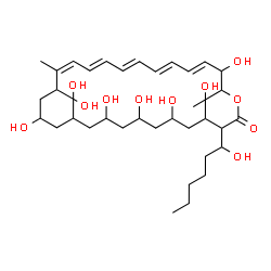 ChemSpider 2D Image | (3R,4S,6S,8S,10R,12R,14R,16S,17Z,19E,21E,23E,25E,27S,28S)-4,6,8,10,12,14,16,27-Octahydroxy-3-[(1R)-1-hydroxyhexyl]-17,28-dimethyloxacyclooctacosa-17,19,21,23,25-pentaen-2-one | C35H58O11