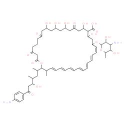 ChemSpider 2D Image | (10S,12S,14S,18R,19S,20S,22R,23E,25E,27E,29E,31E,35E,37S,38S)-22-[(3-Amino-3,6-dideoxy-beta-D-altropyranosyl)oxy]-38-[(2R,4S,5R)-7-(4-aminophenyl)-5-hydroxy-4-methyl-7-oxo-2-heptanyl]-10,12,14,18,20-p
entahydroxy-37-methyl-2,4,8,16-tetraoxooxacyclooctatriaconta-23,25,27,29,31,33,35-heptaene-19-carboxylic acid | C59H84N2O18