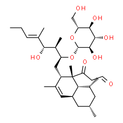 ChemSpider 2D Image | (2S,3R,4S,5E)-4-Hydroxy-3,5-dimethyl-1-[(1R,2S,4aS,6S,8aR)-1,3,6,8-tetramethyl-1-(3-oxopropanoyl)-1,2,4a,5,6,7,8,8a-octahydro-2-naphthalenyl]-5-octen-2-yl beta-D-glucopyranoside | C33H54O9
