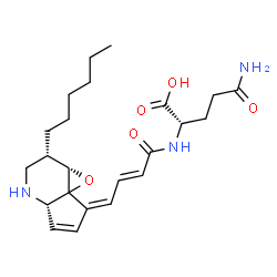 ChemSpider 2D Image | N~2~-{(2E,4Z)-4-[(1aS,2S,4aS)-2-Hexyl-2,3,4,4a-tetrahydrocyclopenta[b]oxireno[c]pyridin-7(1aH)-ylidene]-2-butenoyl}-L-glutamine | C23H33N3O5