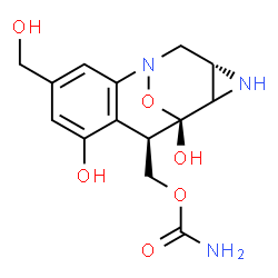 ChemSpider 2D Image | [(8R,9S,12S)-6,9-Dihydroxy-4-(hydroxymethyl)-14-oxa-1,11-diazatetracyclo[7.4.1.0~2,7~.0~10,12~]tetradeca-2,4,6-trien-8-yl]methyl carbamate | C14H17N3O6