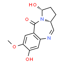 ChemSpider 2D Image | (3R,11aR)-3,8-Dihydroxy-7-methoxy-1,2,3,11a-tetrahydro-5H-pyrrolo[2,1-c][1,4]benzodiazepin-5-one | C13H14N2O4