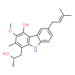 ChemSpider 2D Image | 1-[(2S)-2-Hydroxypropyl]-3-methoxy-2-methyl-6-(3-methyl-2-buten-1-yl)-9H-carbazol-4-ol | C22H27NO3