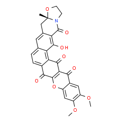 ChemSpider 2D Image | (3aS)-16-Hydroxy-11,12-dimethoxy-3a-methyl-1,2,3a,4-tetrahydrochromeno[2',3':6,7]naphtho[2,1-g][1,3]oxazolo[3,2-b]isoquinoline-8,14,15,17-tetrone | C29H21NO9