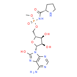 ChemSpider 2D Image | 8-Hydroxy-5'-O-[methoxy(L-prolylamino)phosphoryl]adenosine | C16H24N7O8P