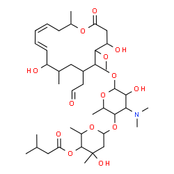 ChemSpider 2D Image | (2S,3S,4R,6S)-6-{[(2R,3S,4R,5R,6S)-6-{[(4R,5S,6S,7S,9R,10R,11E,13E,16R)-4,10-Dihydroxy-5-methoxy-9,16-dimethyl-2-oxo-7-(2-oxoethyl)oxacyclohexadeca-11,13-dien-6-yl]oxy}-4-(dimethylamino)-5-hydroxy-2-m
ethyltetrahydro-2H-pyran-3-yl]oxy}-4-hydroxy-2,4-dimethyltetrahydro-2H-pyran-3-yl 3-methylbutanoate (non-preferred name) | C40H67NO14