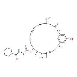 ChemSpider 2D Image | (5S,8E,10E,13R,14S,15S,16Z)-15,22-Dihydroxy-5-methoxy-14,16-dimethyl-3-oxo-2-azabicyclo[18.3.1]tetracosa-1(24),6,8,10,16,20,22-heptaen-13-yl N-(cyclohexylcarbonyl)-L-alaninate | C36H50N2O7