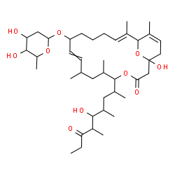 ChemSpider 2D Image | (1R,5R,6S,8S,9E,11R,15Z,17S)-1-Hydroxy-5-[(2R,4R,5S,6S)-5-hydroxy-4,6-dimethyl-7-oxo-2-nonanyl]-6,8,16,18-tetramethyl-3-oxo-4,21-dioxabicyclo[15.3.1]henicosa-9,15,18-trien-11-yl 2,6-dideoxy-beta-D-ara
bino-hexopyranoside | C40H66O10