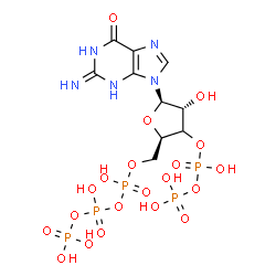 ChemSpider 2D Image | Guanosine 5'-(tetrahydrogen triphosphate) 3'-(trihydrogen diphosphate) | C10H18N5O20P5