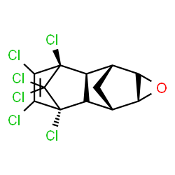 ChemSpider 2D Image | (1R,2S,3R,6R,7S,8S,9R,11R)-3,4,5,6,13,13-Hexachloro-10-oxapentacyclo[6.3.1.1~3,6~.0~2,7~.0~9,11~]tridec-4-ene | C12H8Cl6O