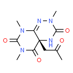 ChemSpider 2D Image | (4aS)-2,6,8-Trimethyl-4a-(2-oxopropyl)-2,4,4a,8-tetrahydropyrimido[5,4-e][1,2,4]triazine-3,5,7(6H)-trione | C11H15N5O4