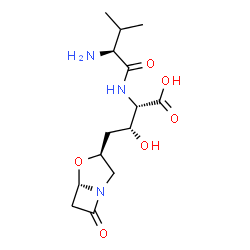 ChemSpider 2D Image | L-Valyl-4-[(3S,5S)-7-oxo-4-oxa-1-azabicyclo[3.2.0]hept-3-yl]-L-threonine | C14H23N3O6