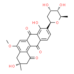ChemSpider 2D Image | (1R)-1,5-Anhydro-2,6-dideoxy-1-[(3R)-3,8-dihydroxy-5-methoxy-3-methyl-1,7,12-trioxo-1,2,3,4,7,12-hexahydro-9-tetraphenyl]-D-ribo-hexitol | C26H26O9