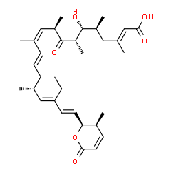 ChemSpider 2D Image | (2E,5S,6R,7S,9R,10Z,12E,15R,16E,18E)-17-Ethyl-6-hydroxy-3,5,7,9,11,15-hexamethyl-19-[(2S,3S)-3-methyl-6-oxo-3,6-dihydro-2H-pyran-2-yl]-8-oxo-2,10,12,16,18-nonadecapentaenoic acid | C33H48O6