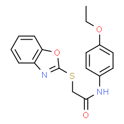 ChemSpider 2D Image | 2-(1,3-Benzoxazol-2-ylsulfanyl)-N-(4-ethoxyphenyl)acetamide | C17H16N2O3S
