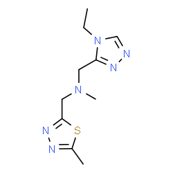 ChemSpider 2D Image | 1-(4-Ethyl-4H-1,2,4-triazol-3-yl)-N-methyl-N-[(5-methyl-1,3,4-thiadiazol-2-yl)methyl]methanamine | C10H16N6S