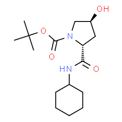 ChemSpider 2D Image | 2-Methyl-2-propanyl (2R,4S)-2-(cyclohexylcarbamoyl)-4-hydroxy-1-pyrrolidinecarboxylate | C16H28N2O4