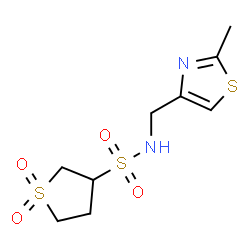 ChemSpider 2D Image | N-[(2-Methyl-1,3-thiazol-4-yl)methyl]tetrahydro-3-thiophenesulfonamide 1,1-dioxide | C9H14N2O4S3