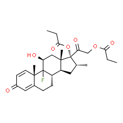 ChemSpider 2D Image | (9xi,11beta,16alpha)-9-Fluoro-11-hydroxy-16-methyl-3,20-dioxopregna-1,4-diene-17,21-diyl dipropanoate | C28H37FO7