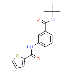 ChemSpider 2D Image | N-{3-[(2-Methyl-2-propanyl)carbamoyl]phenyl}-2-thiophenecarboxamide | C16H18N2O2S