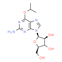 ChemSpider 2D Image | 6-Isopropoxy-9-[(3xi)-beta-D-threo-pentofuranosyl]-9H-purin-2-amine | C13H19N5O5