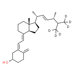 ChemSpider 2D Image | (3S,5Z,7E,22E)-(26,26,26,27,27,27-~2~H_6_)-9,10-Secoergosta-5,7,10,22-tetraen-3-ol | C28H38D6O