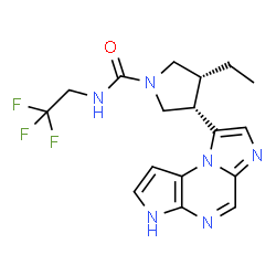 ChemSpider 2D Image | (3R,4S)-3-Ethyl-4-(3H-imidazo[1,2-a]pyrrolo[2,3-e]pyrazin-8-yl)-N-(2,2,2-trifluoroethyl)-1-pyrrolidinecarboxamide | C17H19F3N6O