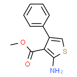 ChemSpider 2D Image | Methyl 2-amino-4-phenyl-3-thiophenecarboxylate | C12H11NO2S