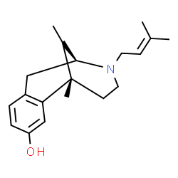 ChemSpider 2D Image | (1S,9S)-1,13-Dimethyl-10-(3-methyl-2-buten-1-yl)-10-azatricyclo[7.3.1.0~2,7~]trideca-2,4,6-trien-4-ol | C19H27NO