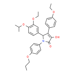 ChemSpider 2D Image | 5-(3-Ethoxy-4-isopropoxyphenyl)-4-(4-ethoxyphenyl)-3-hydroxy-1-(4-propoxyphenyl)-1,5-dihydro-2H-pyrrol-2-one | C32H37NO6