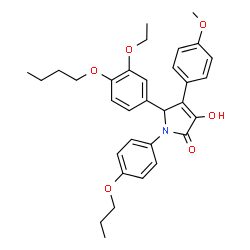 ChemSpider 2D Image | 5-(4-Butoxy-3-ethoxyphenyl)-3-hydroxy-4-(4-methoxyphenyl)-1-(4-propoxyphenyl)-1,5-dihydro-2H-pyrrol-2-one | C32H37NO6