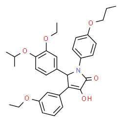 ChemSpider 2D Image | 5-(3-Ethoxy-4-isopropoxyphenyl)-4-(3-ethoxyphenyl)-3-hydroxy-1-(4-propoxyphenyl)-1,5-dihydro-2H-pyrrol-2-one | C32H37NO6