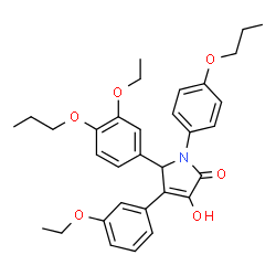 ChemSpider 2D Image | 4-(3-Ethoxyphenyl)-5-(3-ethoxy-4-propoxyphenyl)-3-hydroxy-1-(4-propoxyphenyl)-1,5-dihydro-2H-pyrrol-2-one | C32H37NO6