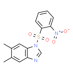 ChemSpider 2D Image | 5,6-Dimethyl-1-[(2-nitrophenyl)sulfonyl]-1H-benzimidazole | C15H13N3O4S