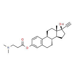 ChemSpider 2D Image | (17alpha)-17-Hydroxy-19-norpregna-1,3,5(10)-trien-20-yn-3-yl N,N-dimethyl-beta-alaninate | C25H33NO3